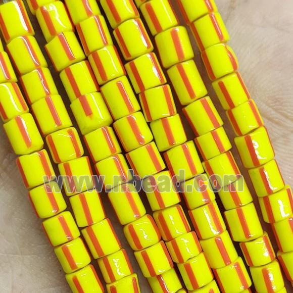 Yellow Lampwork Glass Tube Beads