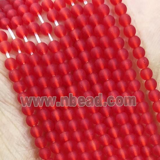 Red Glass Seed Beads Round Matte