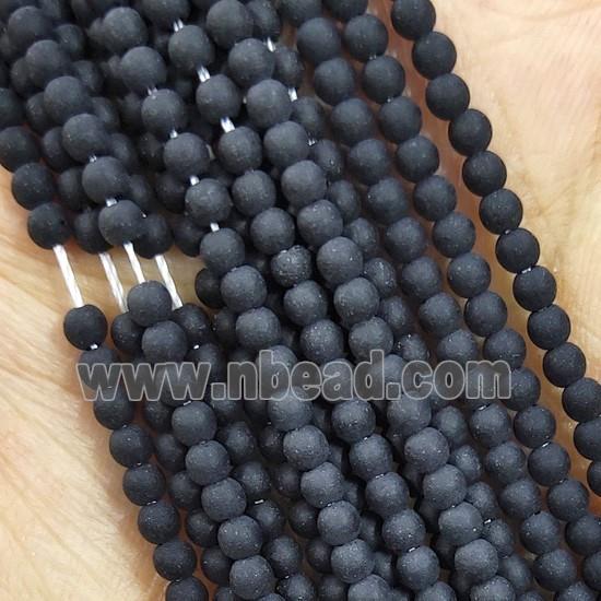Black Glass Seed Beads Round Matte