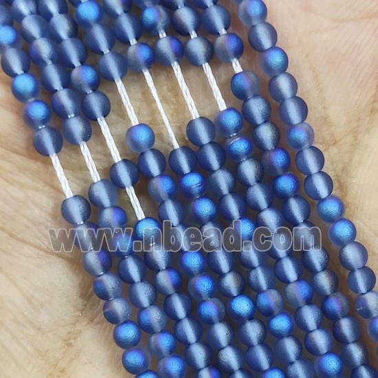 GrayBlue Glass Crystal Seed Beads Round Matte
