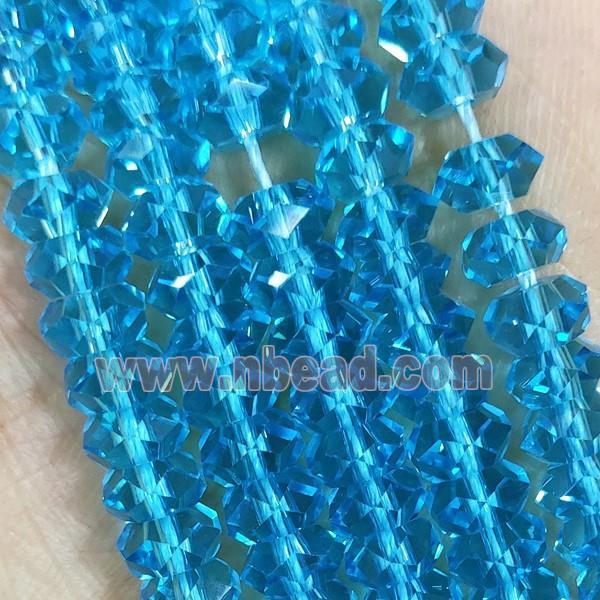 Aqua Crystal Glass Beads Faceted Rondelle
