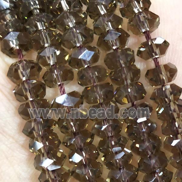 Smoky Crystal Glass Beads Faceted Rondelle