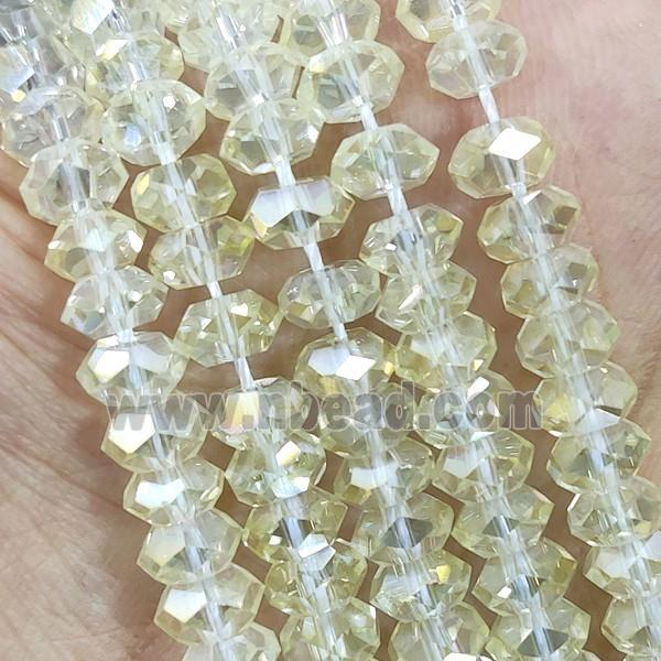 Lt.Yellow Crystal Glass Beads Faceted Rondelle AB-Color