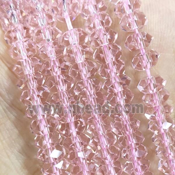Pink Crystal Glass Beads Faceted Rondelle