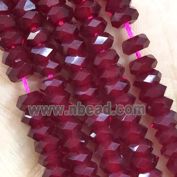 Ruby Red Crystal Glass Beads Faceted Rondelle