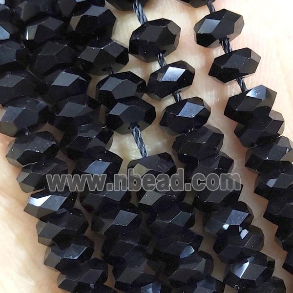 Black Crystal Glass Beads Faceted Rondelle