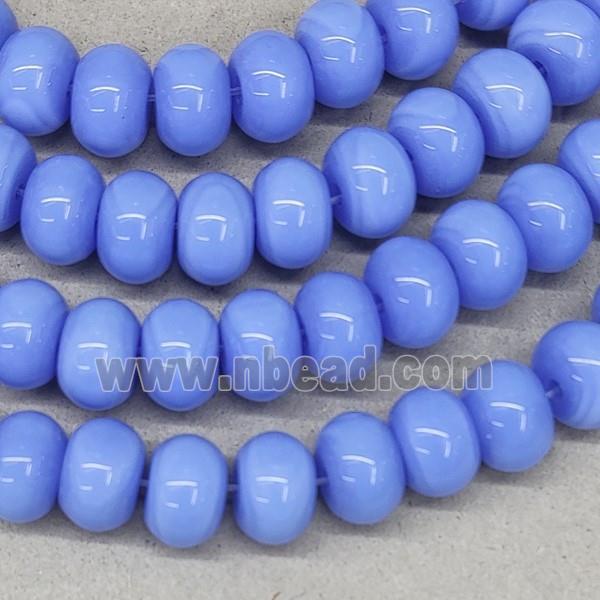 Blue Jadeite Glass Rondelle Beads Smooth