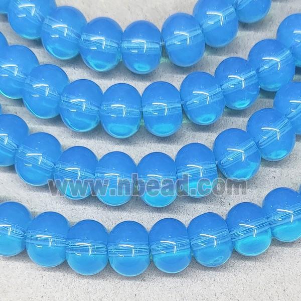 Blue Jadeite Glass Rondelle Beads