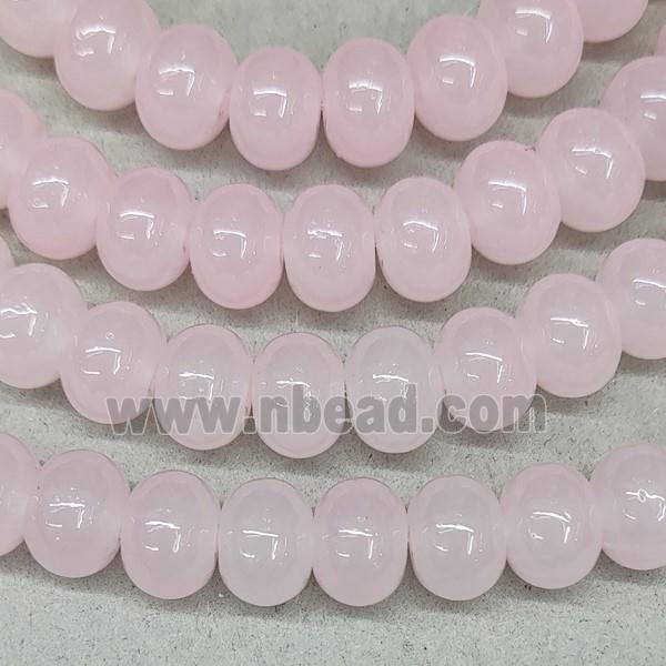 Pink Jadeite Glass Rondelle Beads