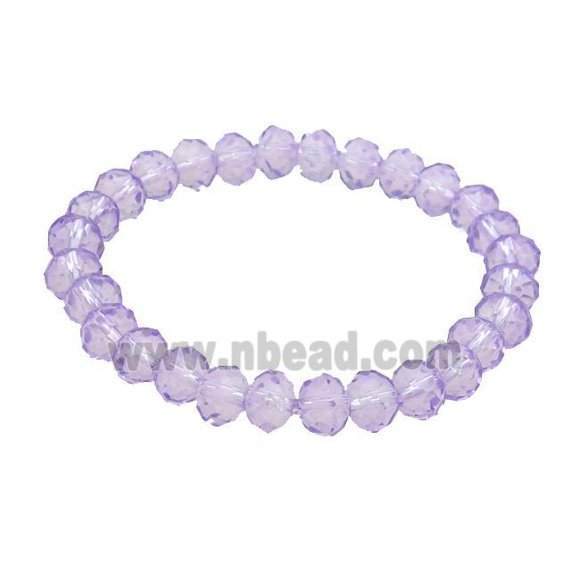 Purple Crystal Glass Bracelet Stretchy Faceted Rondelle