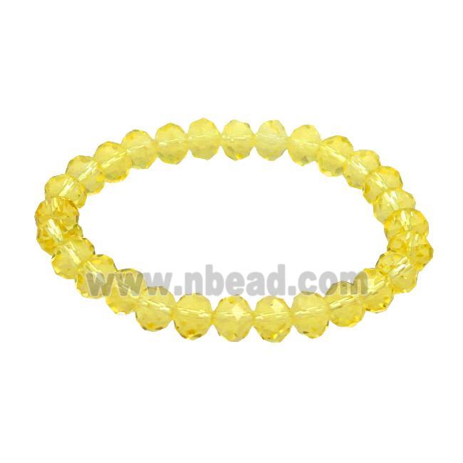 Yellow Crystal Glass Bracelet Stretchy Faceted Rondelle