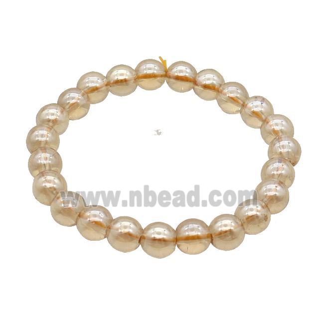 Champagne Crystal Glass Bracelet Stretchy Smooth Round