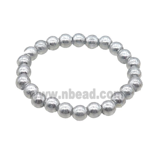 Silver Crystal Glass Bracelet Stretchy