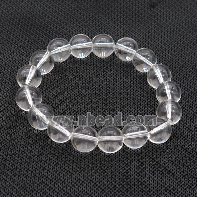 Clear Crystal Glass Bracelet Stretchy Smooth Round