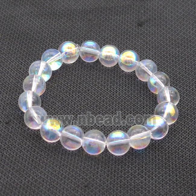 Crystal Glass Bracelet Stretchy Smooth Round AB-Color