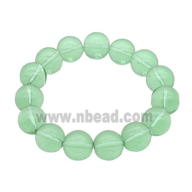 Green Crystal Glass Bracelet Stretchy Smooth Round