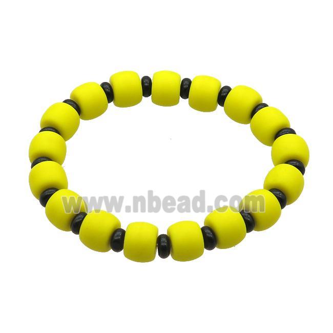 Yellow Jadeite Glass Bracelet Stretchy Rondelle