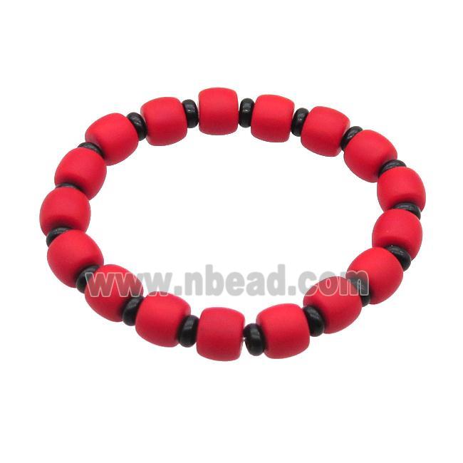 Red Jadeite Glass Bracelet Stretchy Rondelle