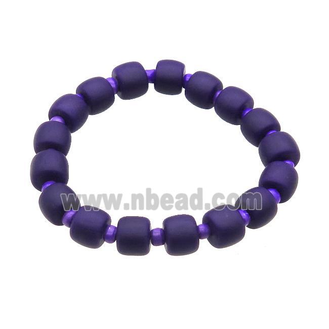 Purple Jadeite Glass Bracelet Stretchy Rondelle