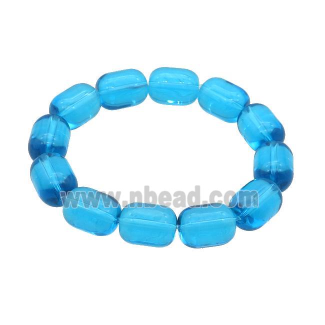 Blue Crystal Glass Bracelet Stretchy Barrel