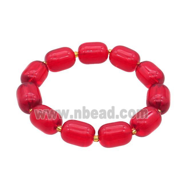 Red Crystal Glass Bracelet Stretchy Barrel