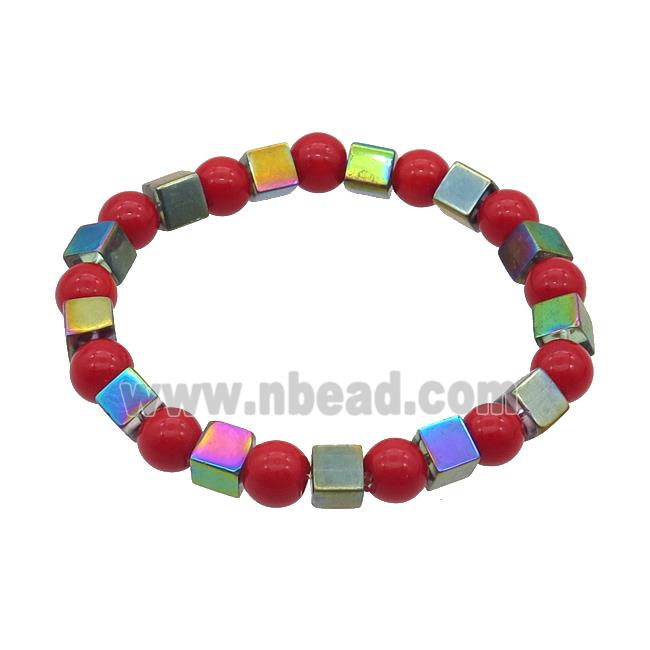 Crystal Glass Bracelet Stretchy Multicolor