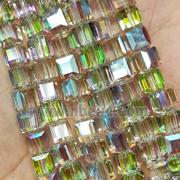 Green Crystal Glass Beads Faceted Cube