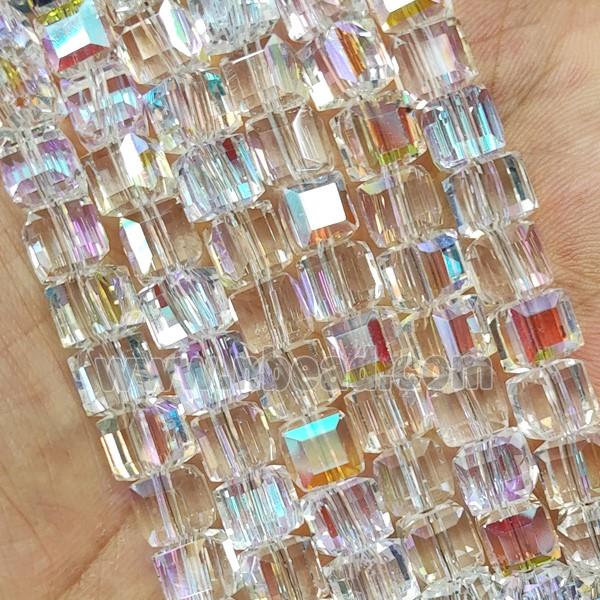 Clear Crystal Glass Beads Faceted Cube