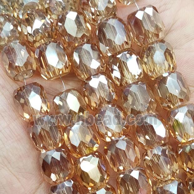 Champagne Crystal Glass Beads Faceted Barrel