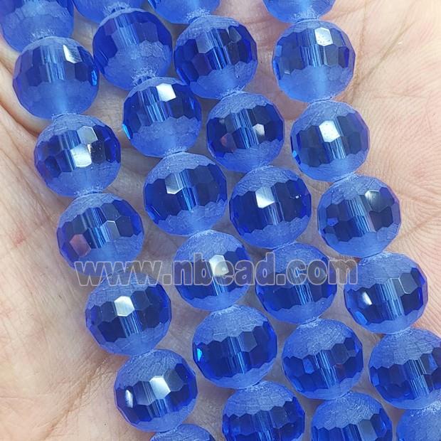 Round Blue Crystal Glass Beads Matte Faceted