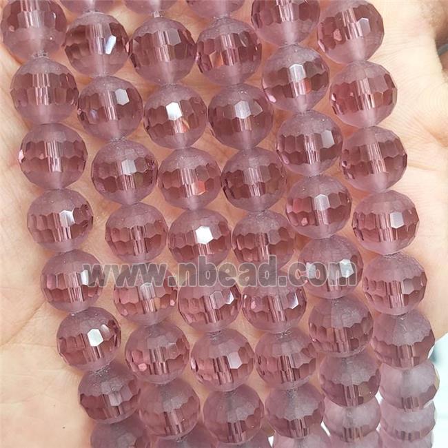 Round Peach Crystal Glass Beads Matte Faceted