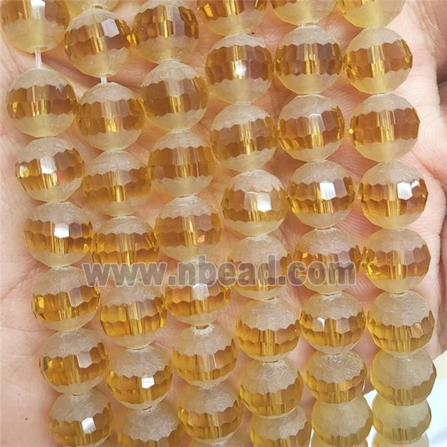 Round Golden Crystal Glass Beads Matte Faceted