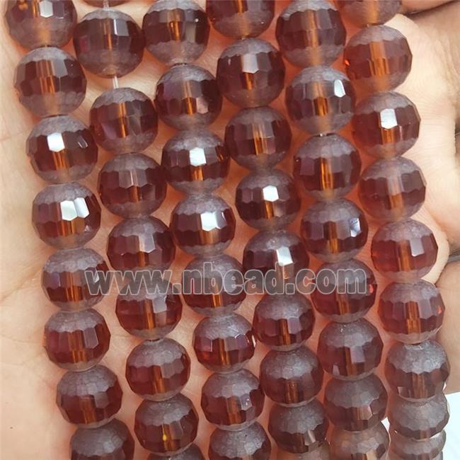 Round Orangeamber Crystal Glass Beads Matte Faceted