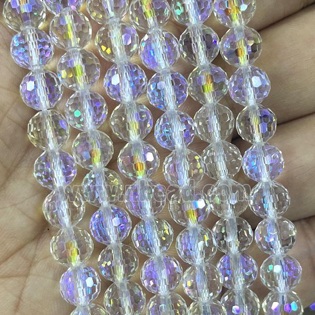 Crystal Glass Beads Faceted Round Clear AB-Color