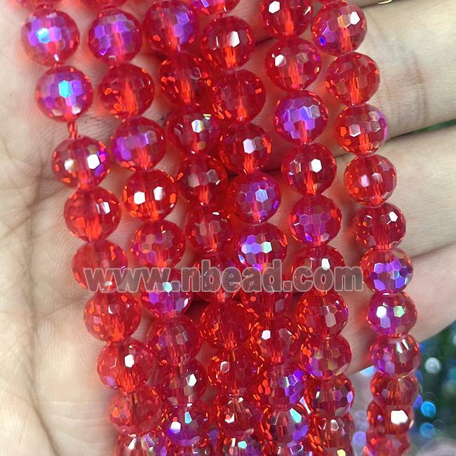 Crystal Glass Beads Faceted Round Red AB-Color