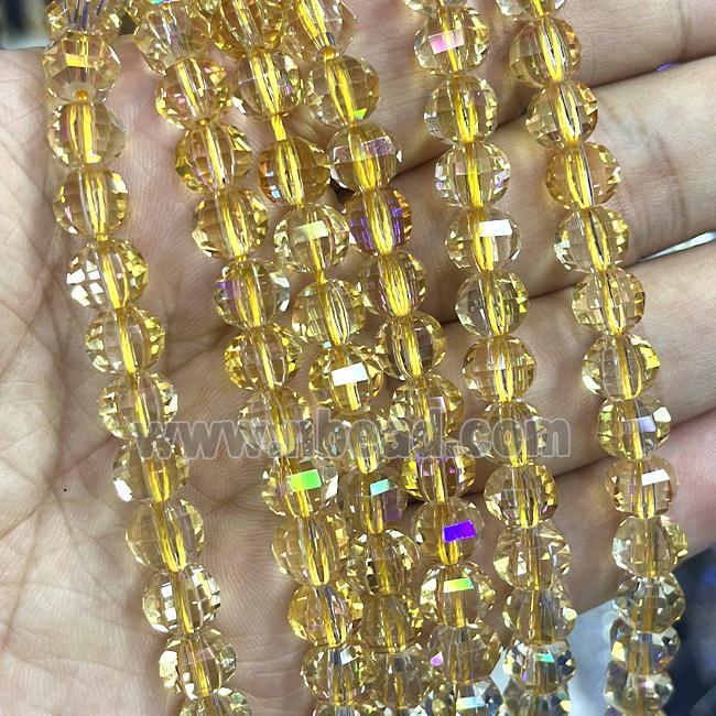 Crystal Glass Beads Cut Round Yellow