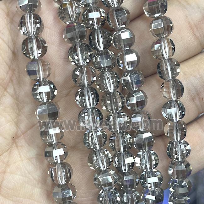 Smoky Crystal Glass Beads Cut Round Gray