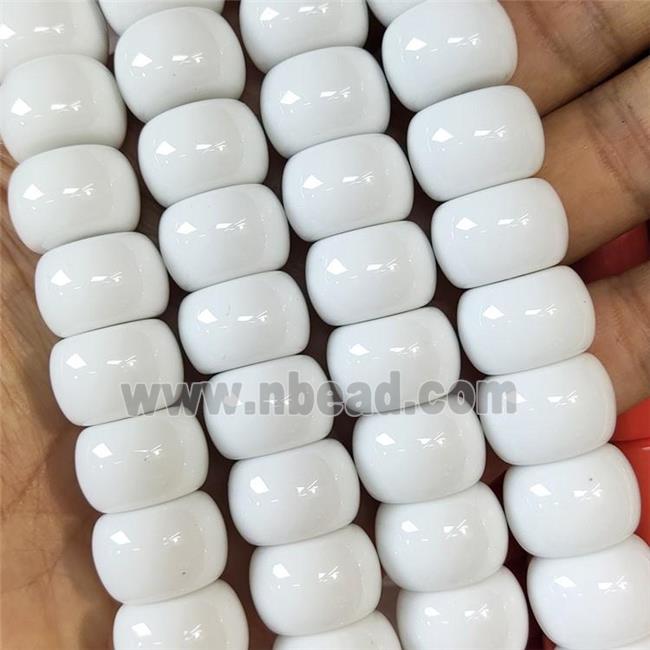 White Resin Rondelle Beads Smooth
