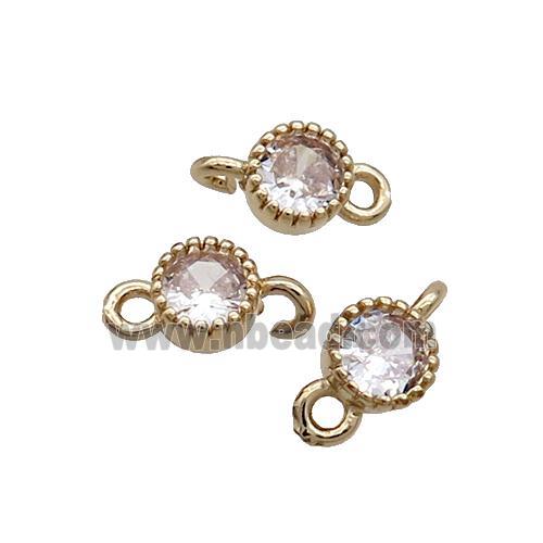 Copper Connector Pave Crystal Glass Circle Gold Plated