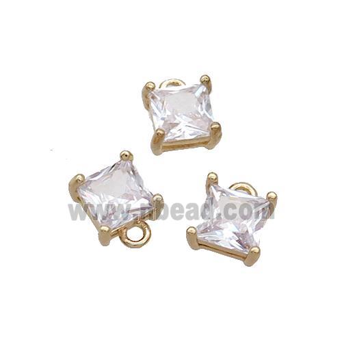 Copper Square Pendant Pave Crystal Glass Gold Plated