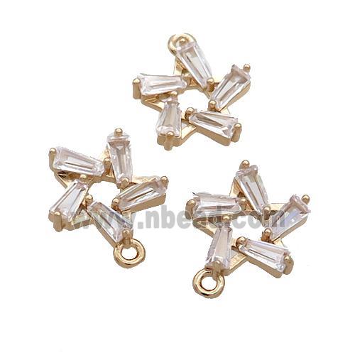 Copper Flower Connector Pave Crystal Glass Gold Plated