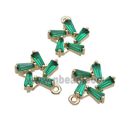 Copper Flower Connector Pave Green Crystal Glass Gold Plated