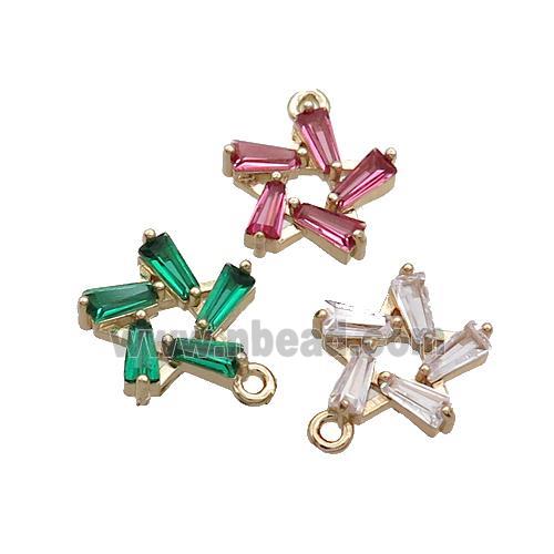 Copper Flower Connector Pave Crystal Glass Gold Plated Mixed