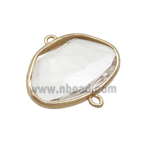 Copper Oval Connector Pave Crystal Glass Gold Plated