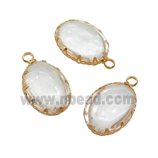Copper Oval Pendant Pave Crystal Glass Gold Plated
