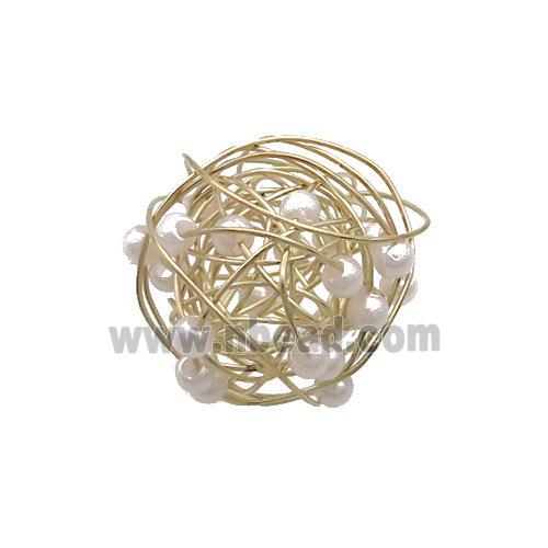 Copper Wire Ball Pendant With Plastic Gold Plated