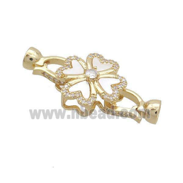 Copper Clasp Pave Shell Zircon Gold Plated