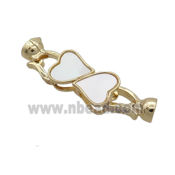 Copper Clasp Pave Shell Zircon Heart Gold Plated