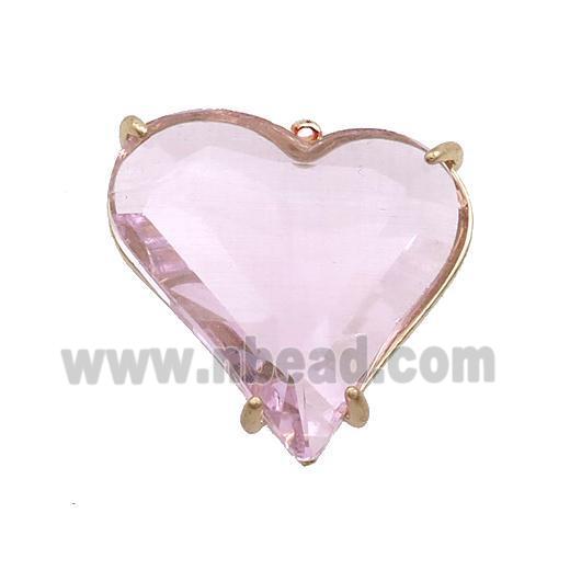 Pink Crystal Glass Heart Pendant