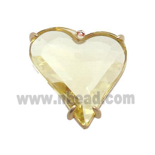 Yellow Crystal Glass Heart Pendant